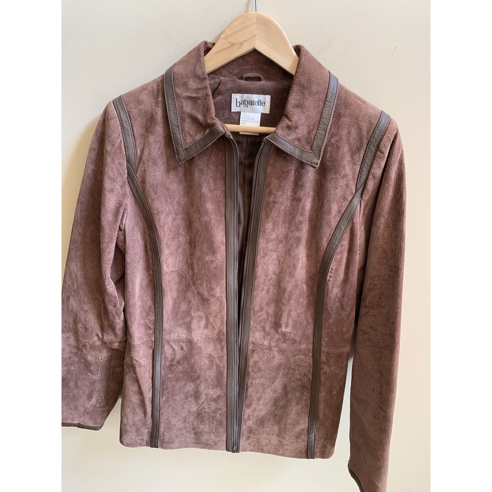 Mens Small Bagatelle Vintage Leather Zip Up Jacket  (ZIPPER BROKEN) russet brown - Picture 2 of 16